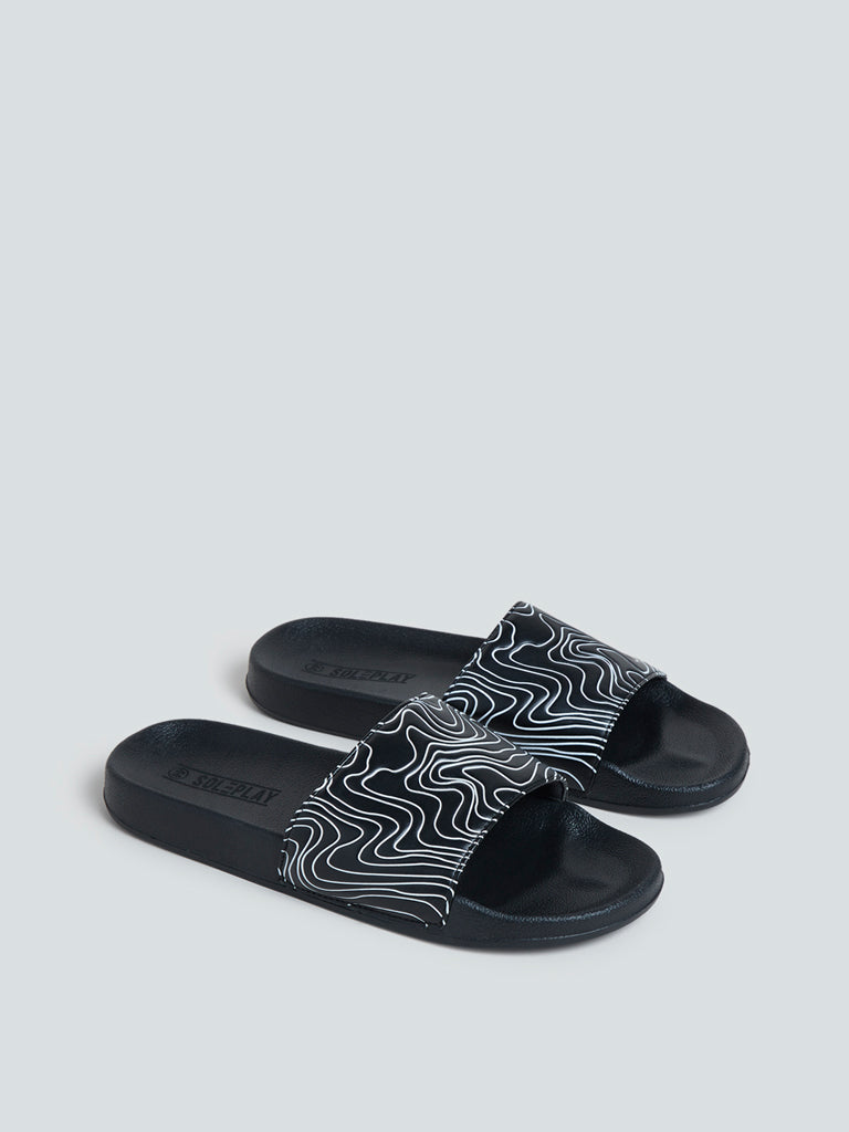 SOLEPLAY Black Abstract Print Slides